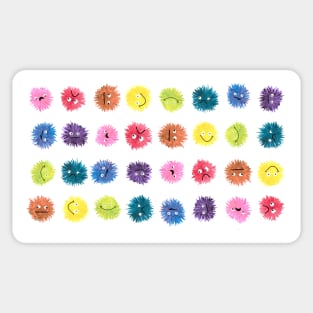 Fluffy Rainbow Monster Faces Polka Dot Sticker